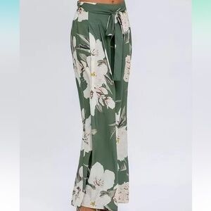 TICOSA women’s large printed palazzo lounge pants wide leg casual flowy no belt